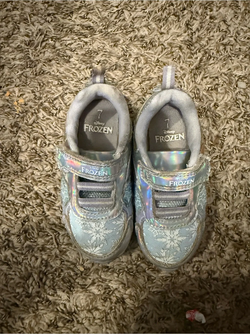 Disney Frozen Light Blue Snowflake Kids Sneakers with Holographic Accents